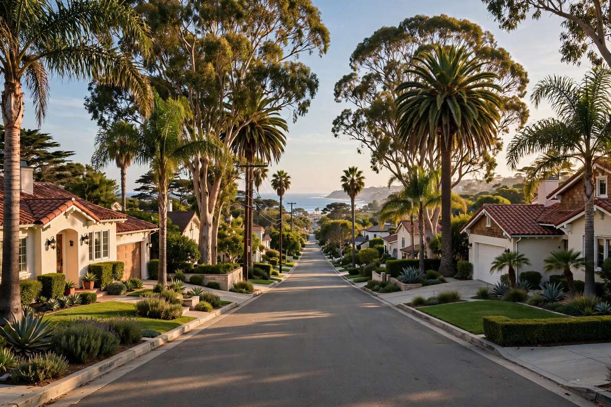 Tree-lined South Bay residential street